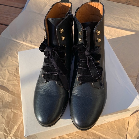 Sezane EUGENIE Boots/Sézane EUGENIE Leather Boots, New Black + Velvet Laces 39/8 - Picture 8 of 16